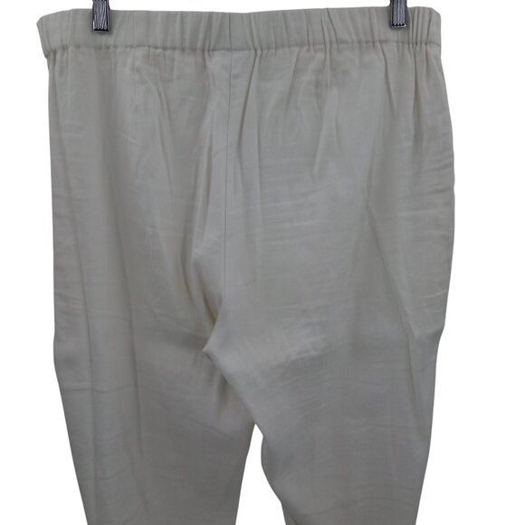 J Jill Linen Stretch White Side Zip Ankle Tapered Pants Size L Button Ankle - Picture 8 of 11